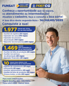 Funsat inicia a semana com 1.977 vagas de emprego em Campo Grande