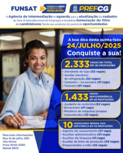 Funsat oferta 2.333 vagas para contratações nesta quinta-feira (24)