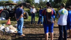 Ação de limpeza na rodovia MT-208 encabeçada pela fazenda Caruru. Foto: Divulgação/Fazenda Caruru
