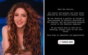 Shakira doa parte de show às vítimas das enchentes no Texas