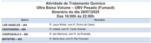 Tá na rota? Veja os quatro bairros por onde o fumacê circula nessa terça-feira (29)