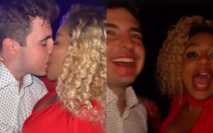 Filho de Gugu e Cariúcha são vistos aos beijos em festa
