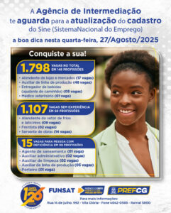 Funsat anuncia mais de 1,7 vagas nessa quarta-feira (27)