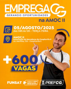 Funsat divulga 2.125 vagas de emprego e realiza mais uma edição do Emprega CG nesta terça-feira (5)