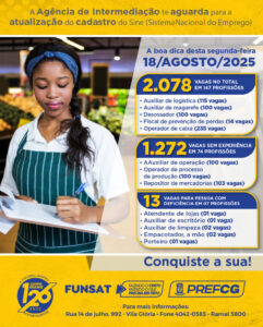 Funsat inicia semana com mais de 2 mil vagas de emprego nesta segunda-feira (18)