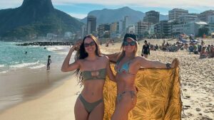 Helô Pinheiro curte dia de sol em Ipanema com a neta: "Lindas"