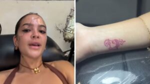 Mel Maia faz tatuagem com bambu durante viagem à Tailândia