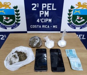 Polícia Militar prende casal por tráfico de drogas em Costa Rica
