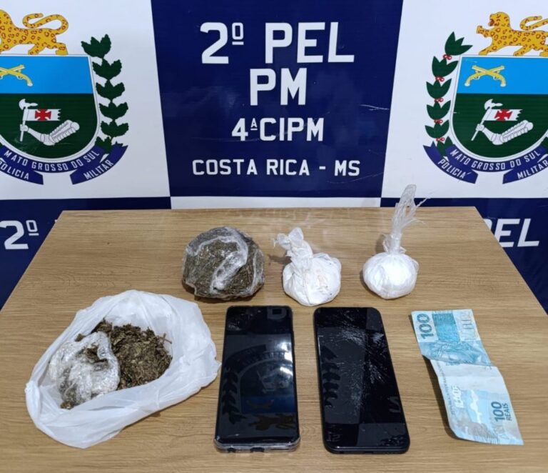 Polícia Militar prende casal por tráfico de drogas em Costa Rica