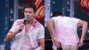 Rodrigo Faro usa enchimento e diverte na Dança dos Famosos