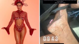Bruna Griphao mostra pés após estreia como musa do Salgueiro