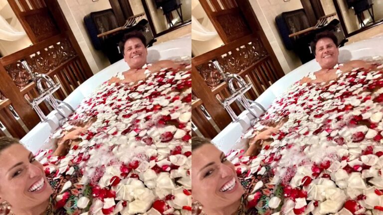 Cesar Filho surpreende fãs ao surgir na banheira com a esposa