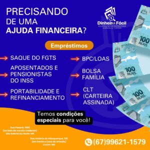Dinheiro Fácil oferece condições especiais de empréstimos em Coxim e São Gabriel