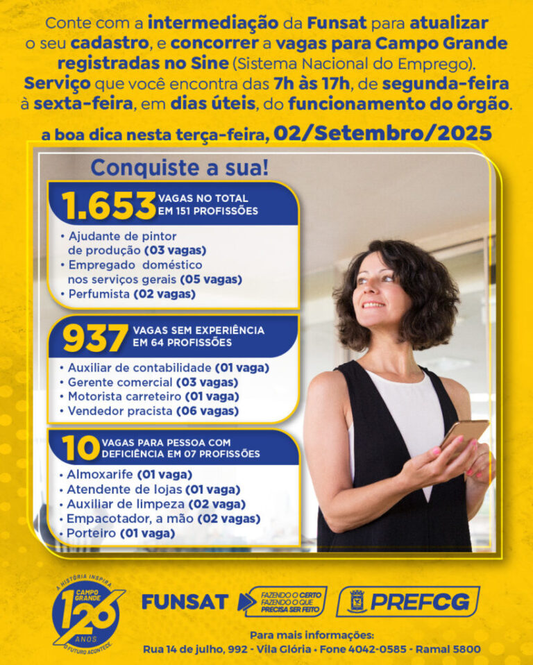 Funsat abre 1.653 oportunidades e leva Emprega CG à Vila Rica