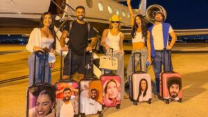 Virginia faz viagem com amigos e viraliza por conta das bagagens