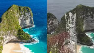 Elevador de vidro transforma acesso à praia na Indonésia