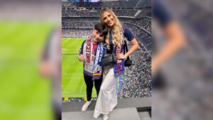 Ex-cunhada de Virgínia vai a jogo de Vini Jr. com camisa do rival