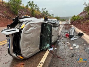 Família fica ferida em capotamento na BR-359 entre Alcinópolis e Coxim