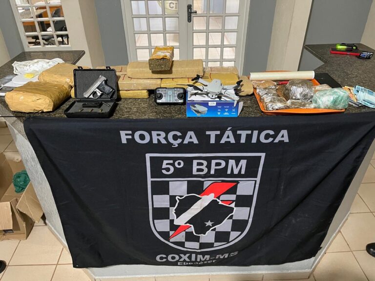 Força Tática apreende mais de 12 kg de entorpecentes e apreende arma de fogo em Coxim