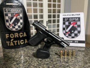 Força Tática apreende pistola calibre .380 durante abordagem a ônibus intermunicipal em Coxim