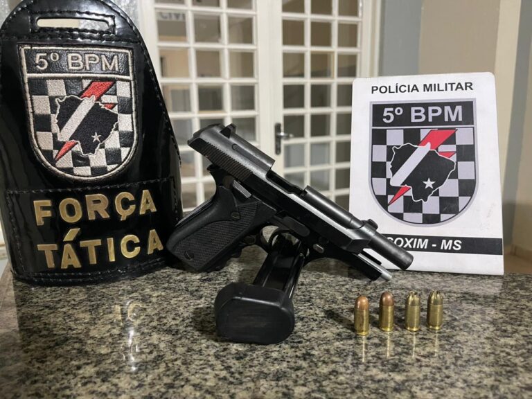 Força Tática apreende pistola calibre .380 durante abordagem a ônibus intermunicipal em Coxim