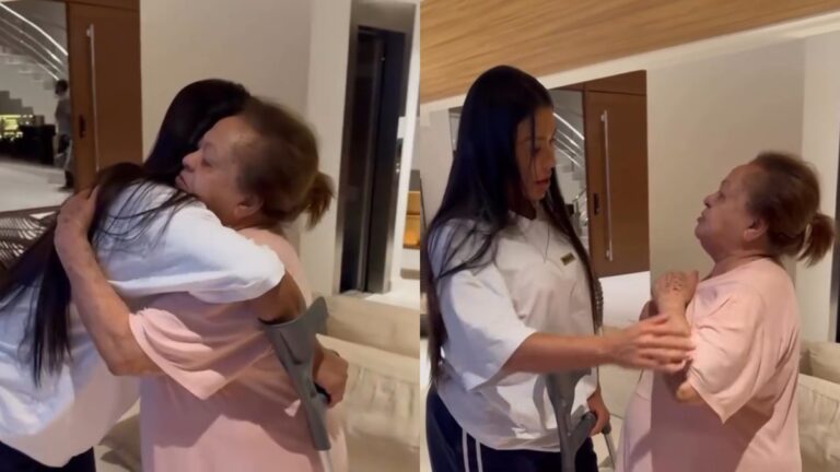 Gracyanne Barbosa ganha alta e é recebida pela mãe de Belo