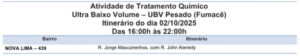 Nova Lima é o foco do fumacê nesta quinta-feira (02) 