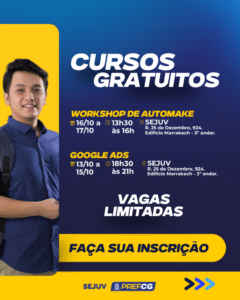 Prefeitura abre inscrições para novos cursos gratuitos destinados à jovens