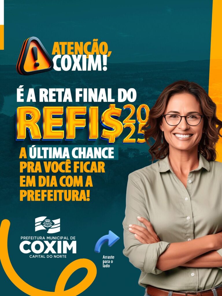 Prefeitura de Coxim alerta: prazo final para adesão ao REFIS termina em 31 de outubro
