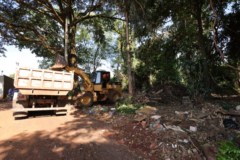Prefeitura realiza limpeza em área de preservação no Bairro Estrela Porã