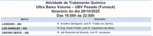 Saibam quais os três bairros onde o fumacê vai circular nessa terça (28) 