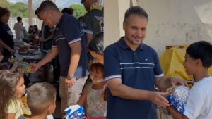 Vereador Leinha entrega brinquedos no bairro Tiradentes em comemoração ao Dia das Crianças