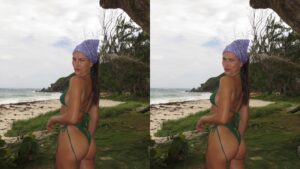 De biquíni, Hailey Bieber curte dia ensolarado na praia