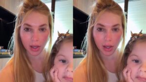 É grave? Virginia Machuca o olho brincando com a filha