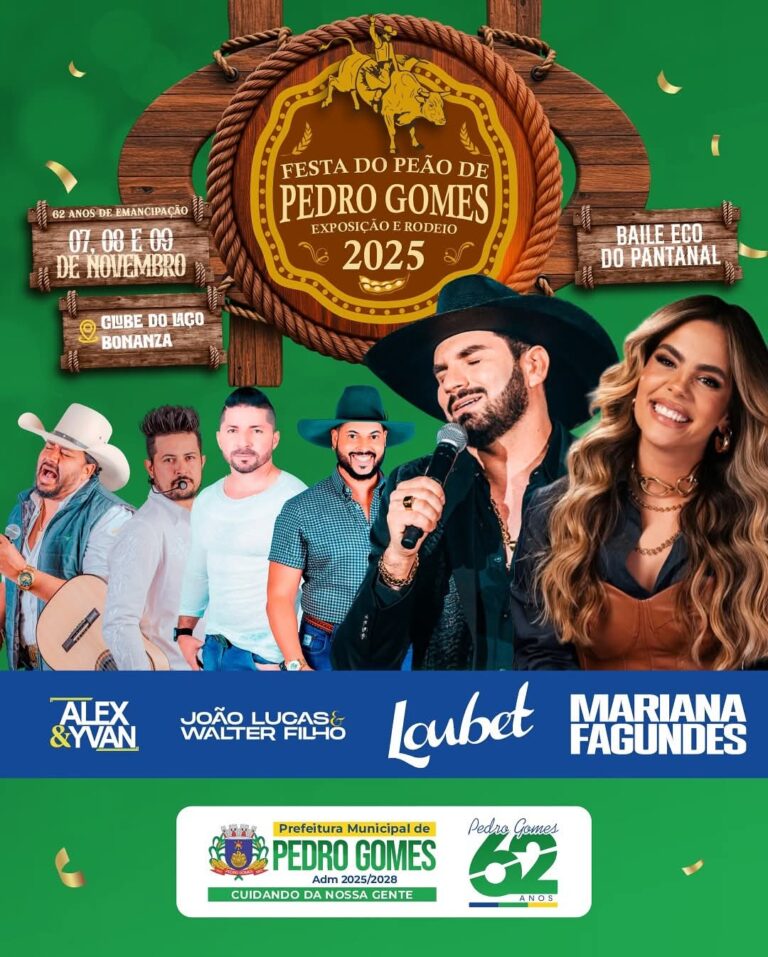 Pedro Gomes celebra 62 anos com programação oficial repleta de atrações culturais, Rodeio e Shows
