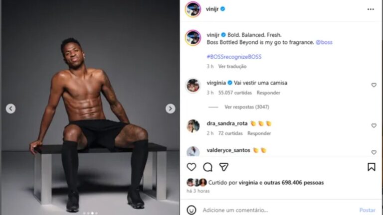 Vini Jr posa sem camisa em publi e leva "bronca" de Virginia