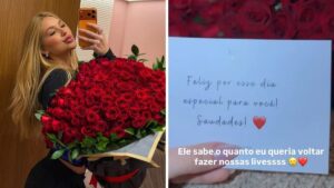 Virginia ganha flores de Vini Jr. no retorno das lives da WePink