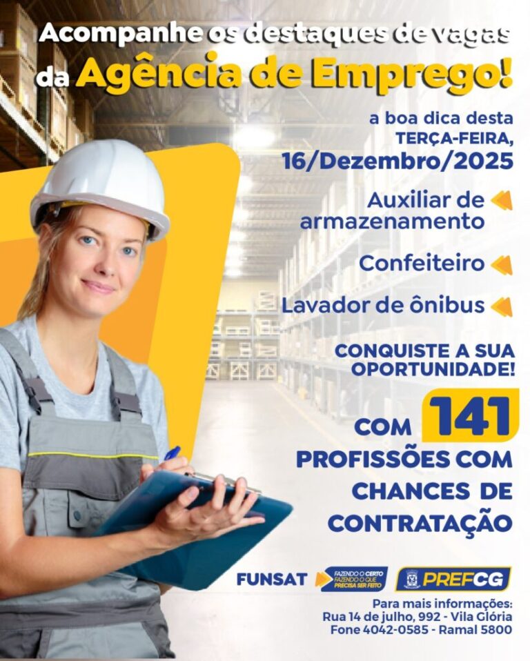 Agência da Funsat intermedia 1.270 vagas de emprego nesta terça-feira