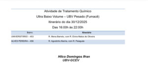 Confira a rota do fumacê nesta terça-feira em Campo Grande