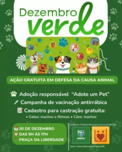 Dezembro Verde: Ação gratuita em defesa da causa animal será realizada em Bonito