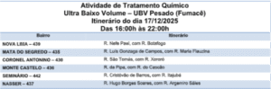 Está na rota? Saiba quais os seis bairros por onde o fumacê passa hoje 