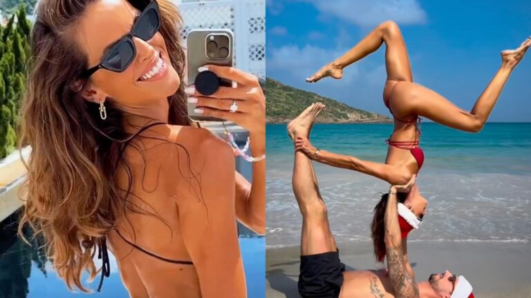 Izabel Goulart e marido posam em luxuosa praia francesa