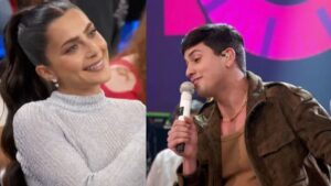 Jade Picon recebe cantada de Léo Foguete ao vivo no Altas Horas