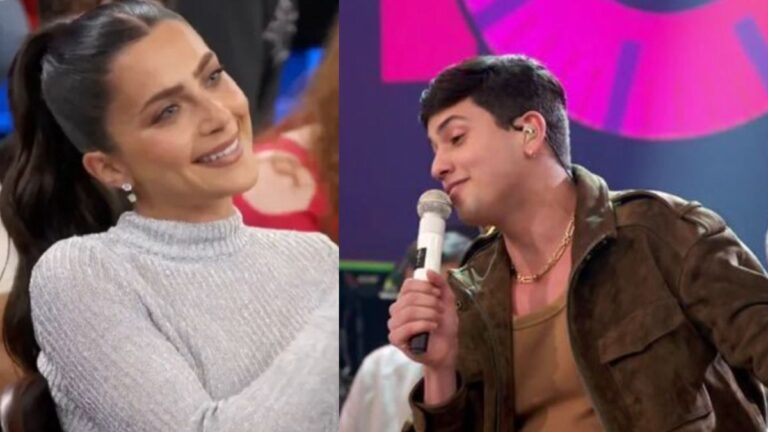 Jade Picon recebe cantada de Léo Foguete ao vivo no Altas Horas