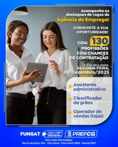 Oportunidades em 1.251 anúncios na intermediação da Funsat na segunda-feira