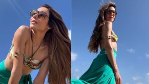 Patrícia Poeta dá o "play" nas férias e exibe corpão em praia