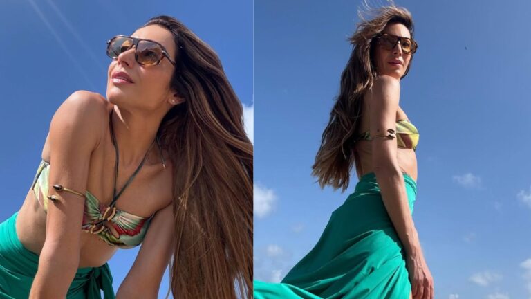 Patrícia Poeta dá o "play" nas férias e exibe corpão em praia