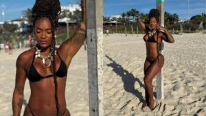Patrícia Ramos posa biquíni, exibe corpão e web reage: “Rainha”