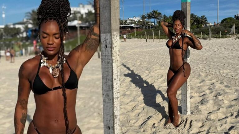 Patrícia Ramos posa biquíni, exibe corpão e web reage: “Rainha”