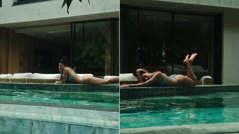 Ana Castela posa de biquíni à beira da piscina